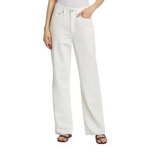 Rag & Bone Logan Wide-Leg Featherweight Jeans, White, Size 26